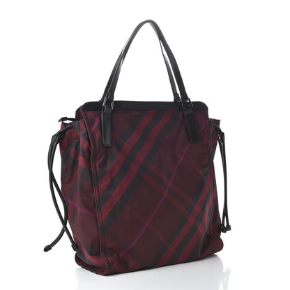 Burberry Nylon Check Small Buckleigh Packable Tote Bright Burgundy 3 of 9