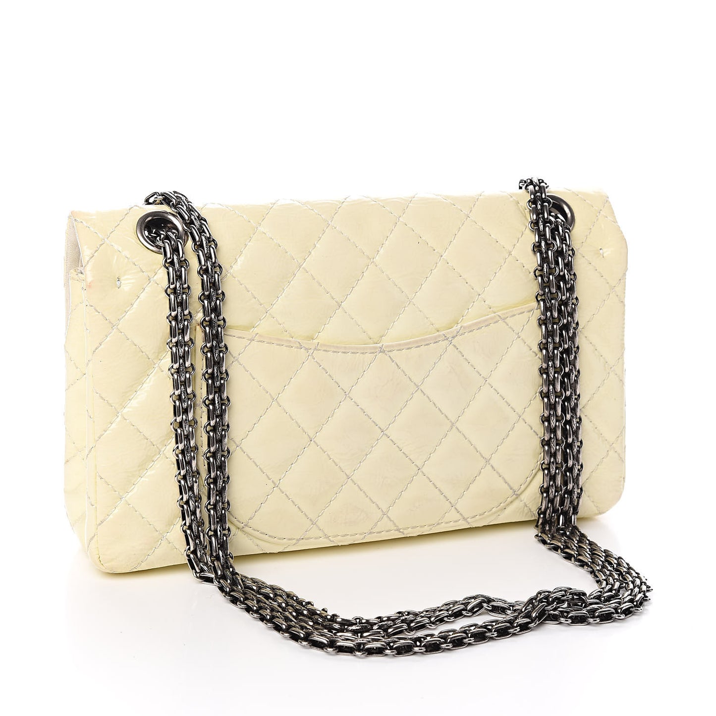 Patent Distressed Calfskin Quilted 2.55 Reissue 225 Flap White