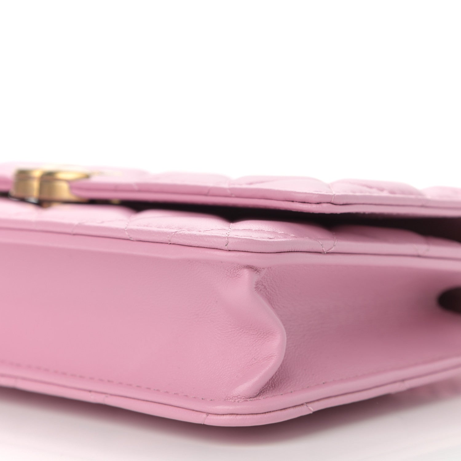 Chanel Lambskin Resin Quilted Wallet On Chain WOC Dark Pink 5 of 14
