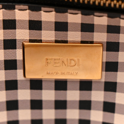 Fendi Nappa Vitello Century Gingham Embossed Mini Peekaboo Iconic Satchel Brandy White Black 7 of 18