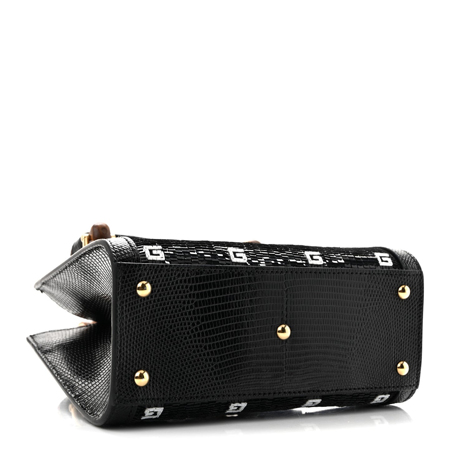 Lizard Sequin GG Monogram Mini Diana Tote Bag Black