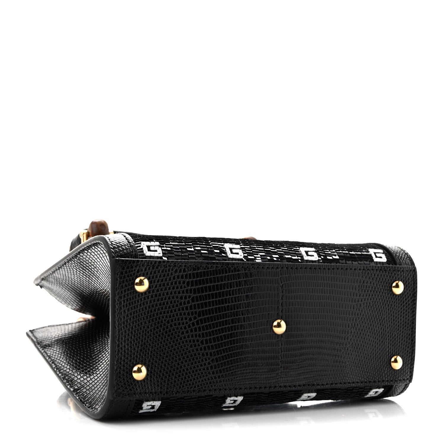 Gucci Lizard Sequin GG Monogram Mini Diana Tote Bag Black 4 of 10
