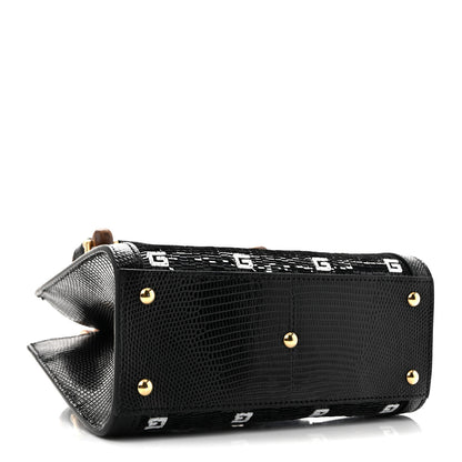 Gucci Lizard Sequin GG Monogram Mini Diana Tote Bag Black 4 of 10