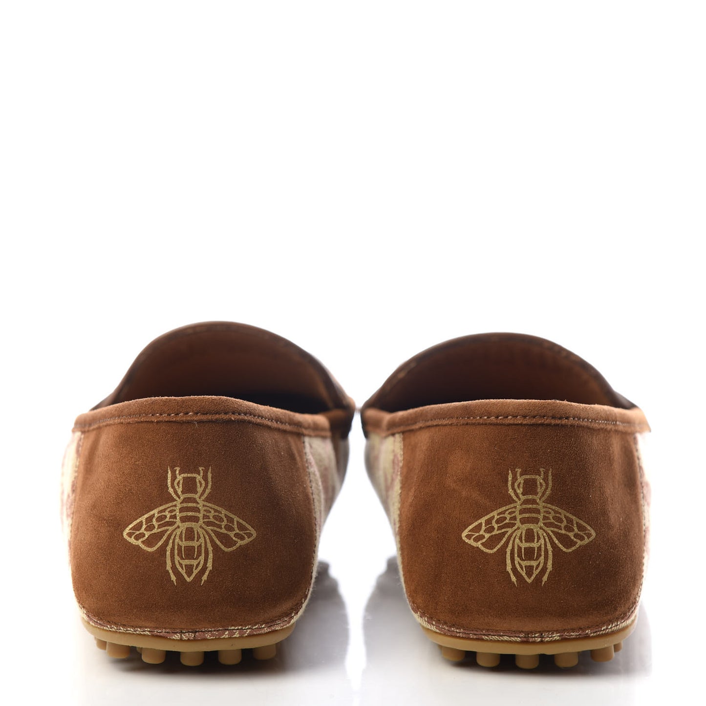 GG Monogram Suede Mens Driver Loafers 8.5 Beige Ruggine Cuir