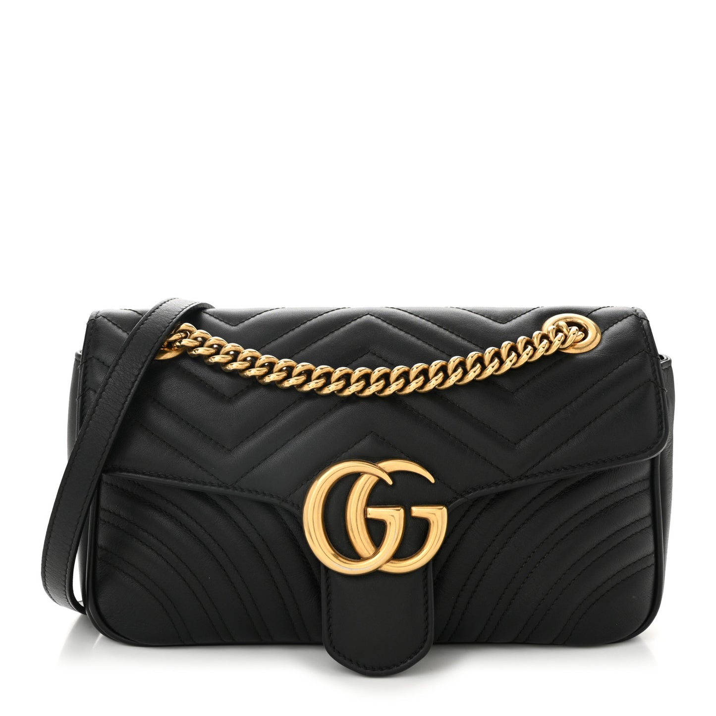 Calfskin Matelasse Small GG Marmont Shoulder Bag Black