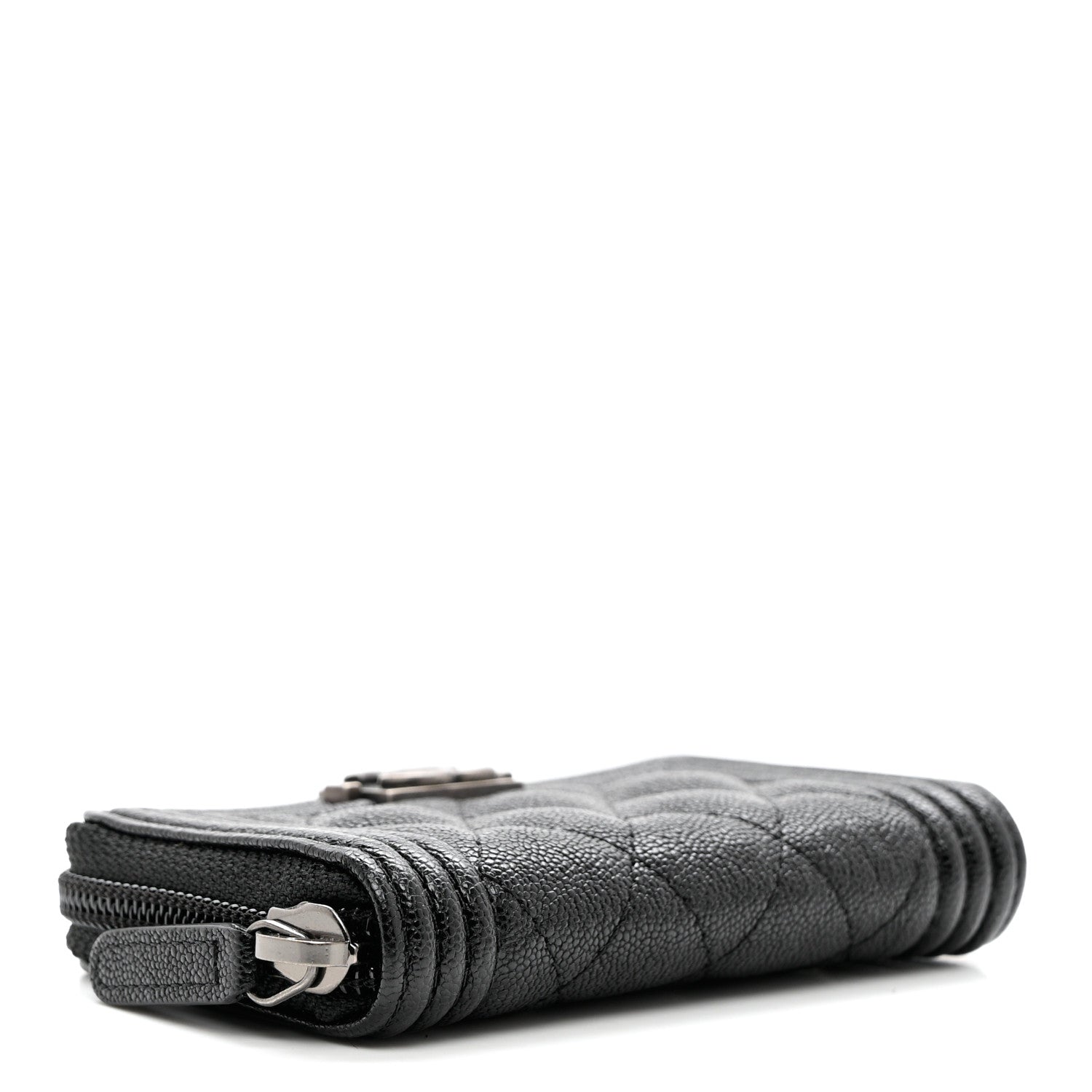 Chanel Caviar Quilted Boy Zip Around Coin Purse Wallet Black 3 of 6