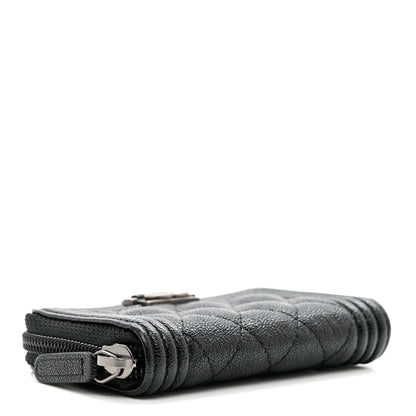 Chanel Caviar Quilted Boy Zip Around Coin Purse Wallet Black 3 of 6