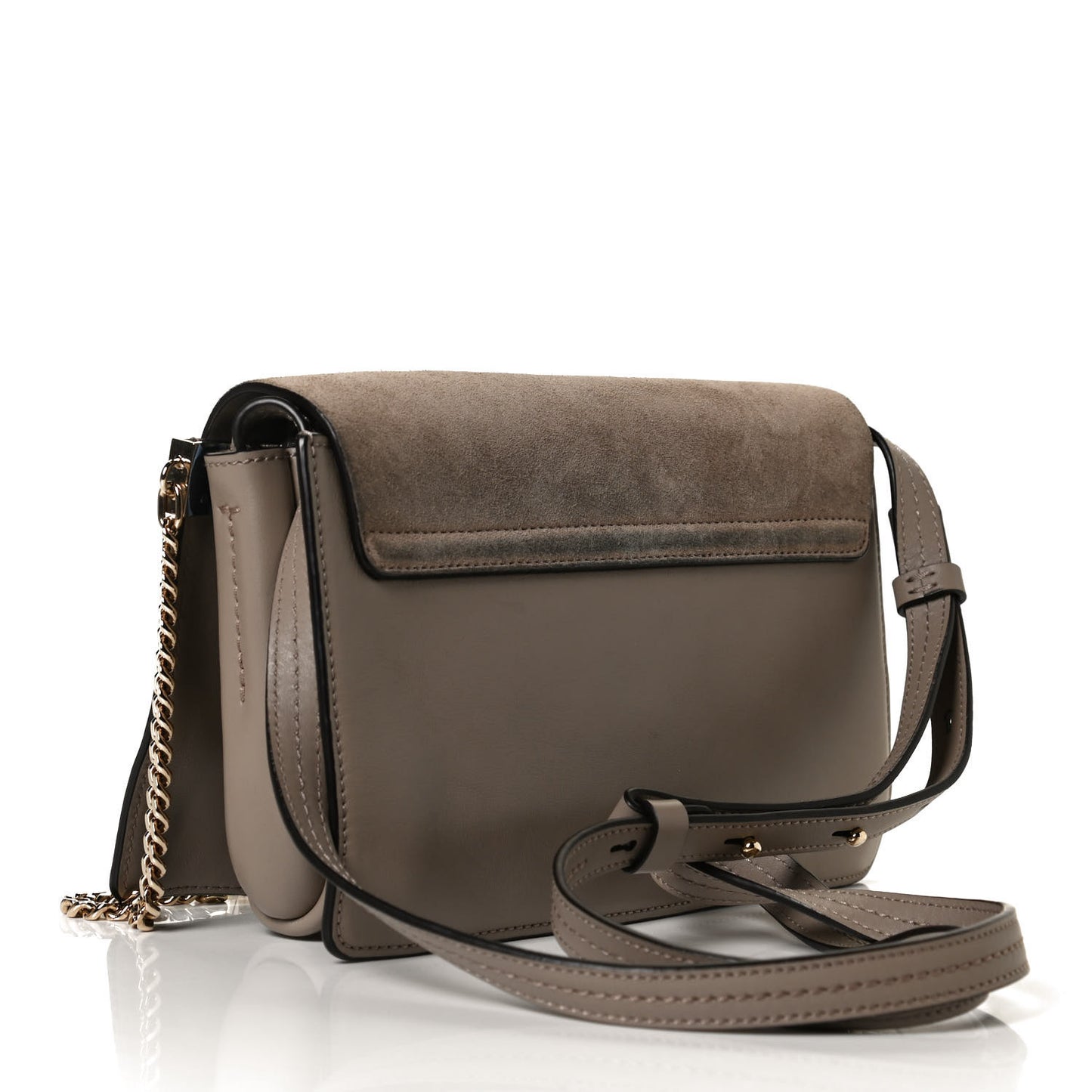 Suede Calfskin Small Faye Shoulder Bag Motty Grey