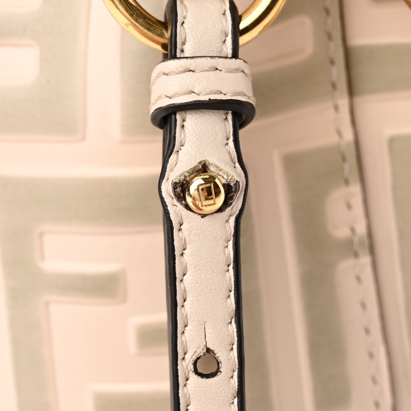 Vitello Liberty F is Fendi Bi-Color FF 1974 Embossed Mini Mon Tresor Bucket Bag Camelia Mandorlo