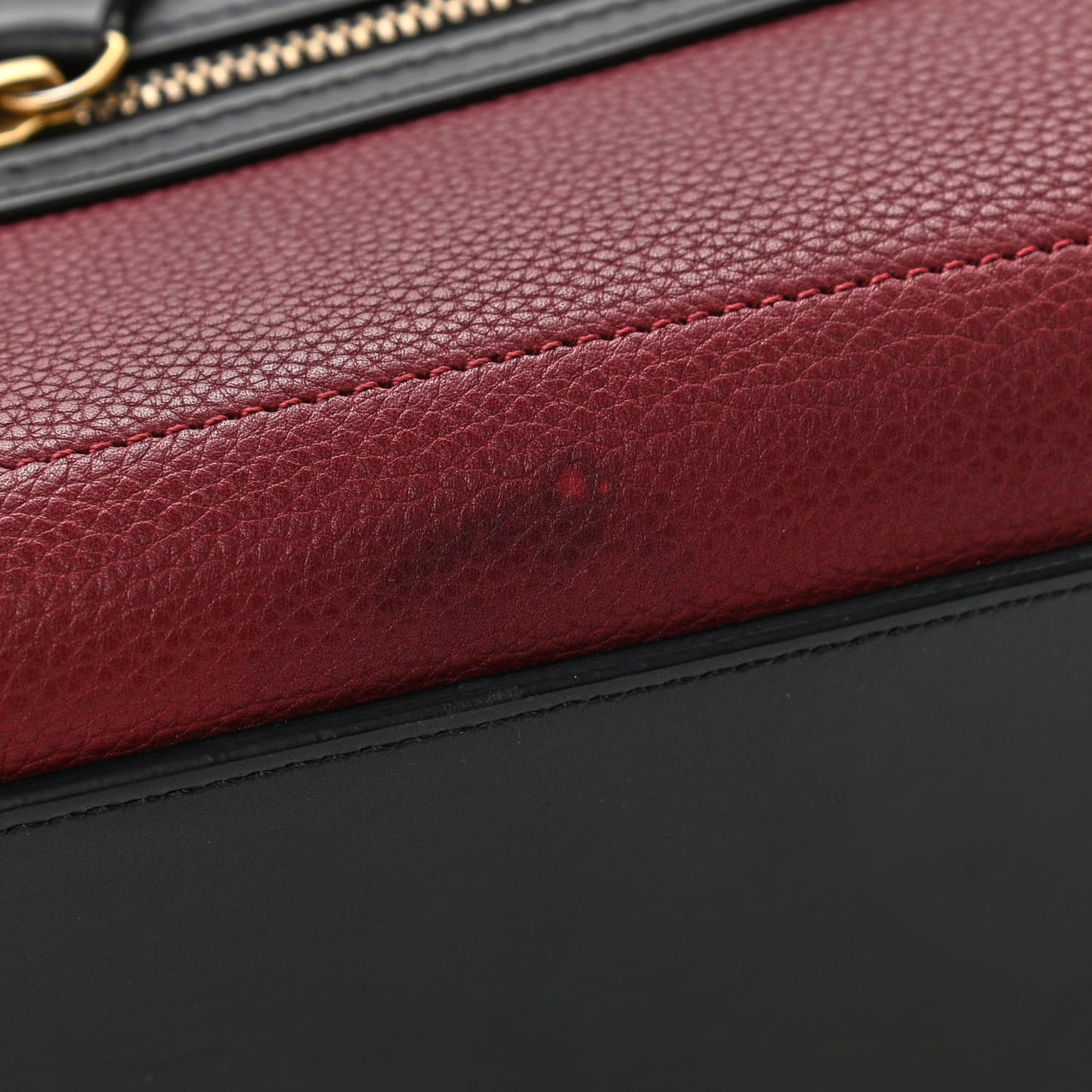 Drummed Calfskin Nubuck Nano Tri-Color Luggage Burgundy