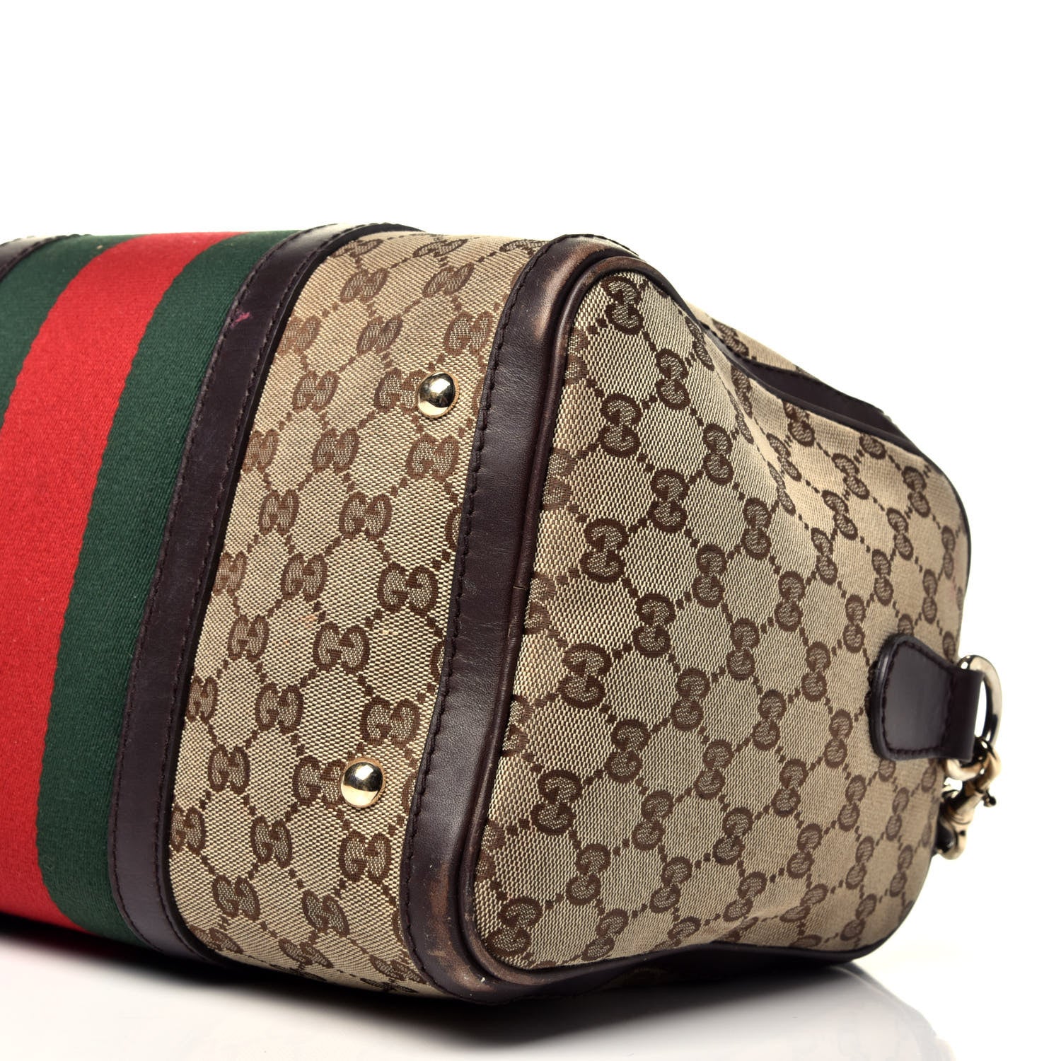 Gucci Monogram Vintage Web Medium Boston Dark Brown 10 of 10