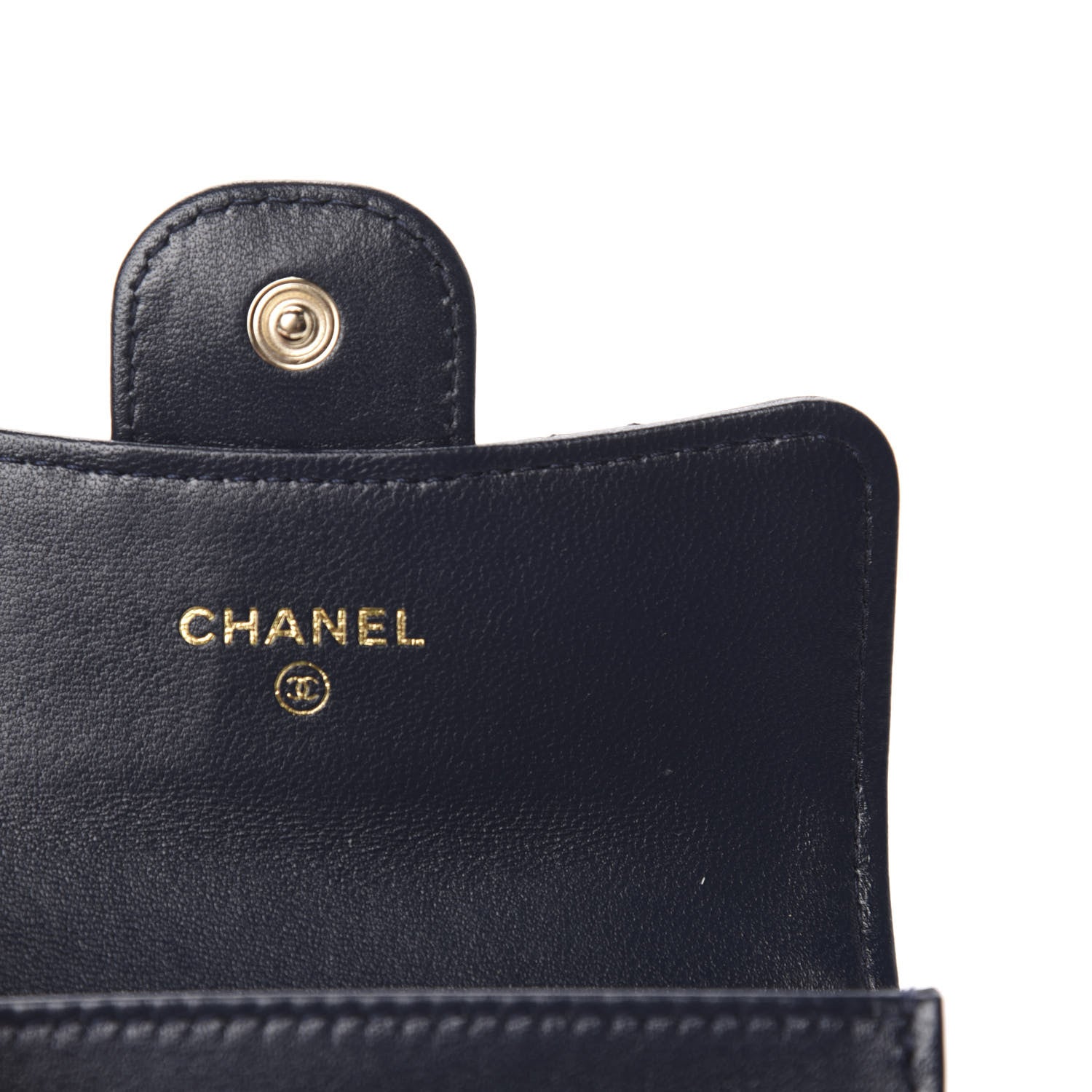 Chanel Lambskin Quilted Flap Card Holder Wallet Navy 6 of 9