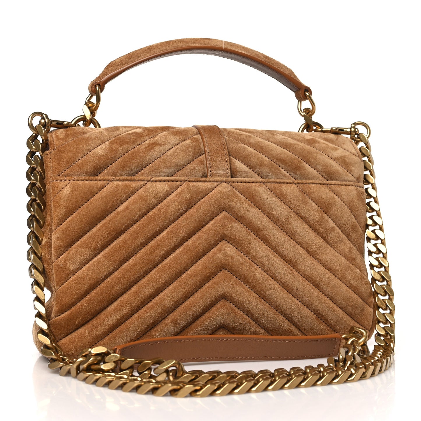 Suede Matelasse Chevron Monogram Medium College Bag Cinnamon