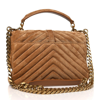 Saint Laurent Suede Matelasse Chevron Monogram Medium College Bag Cinnamon 3 of 8