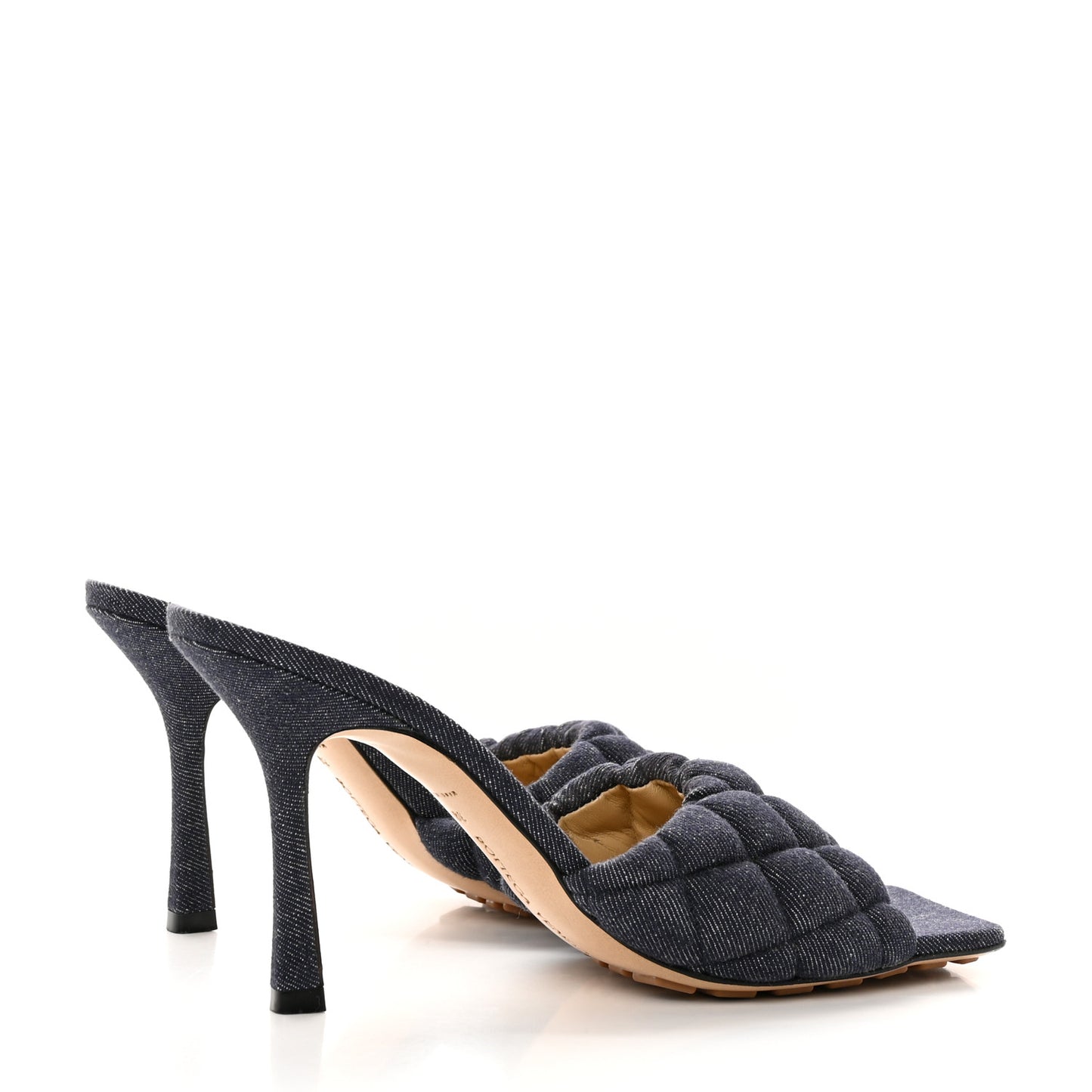 Denim Matelasse Padded Mule Sandals 39 Indigo