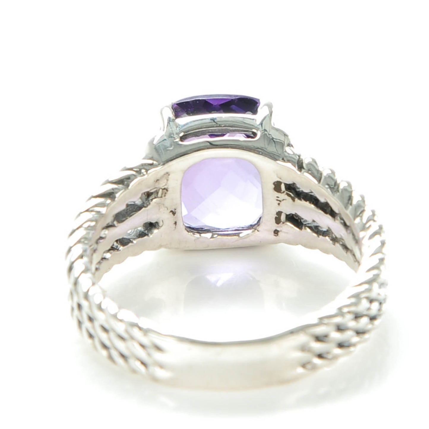 Sterling Silver Diamond Amethyst 10mm Petite Wheaton Ring 54 7