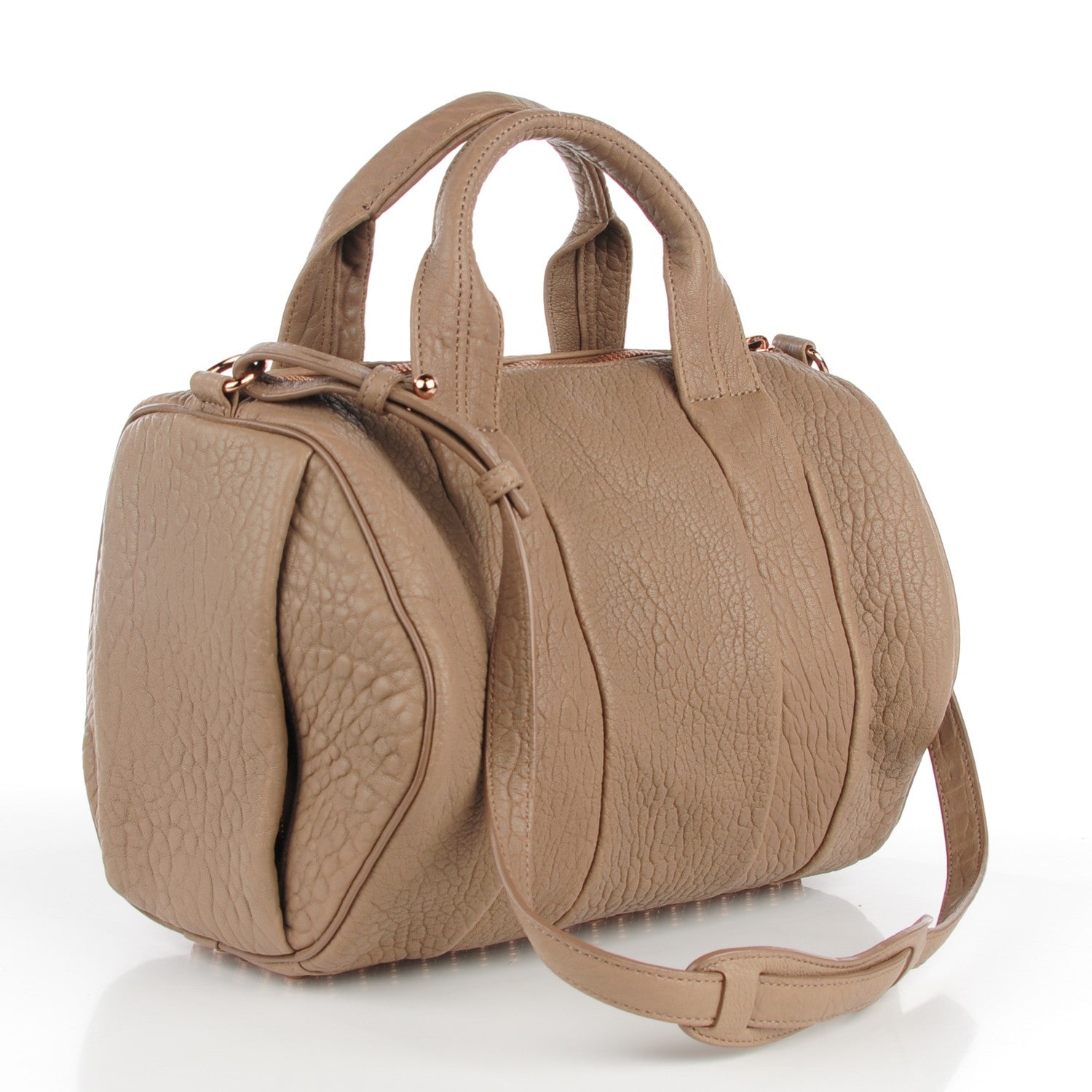 Alexander Wang Pebbled Lambskin Rocco Latte Rose Gold Hardware 3 of 8