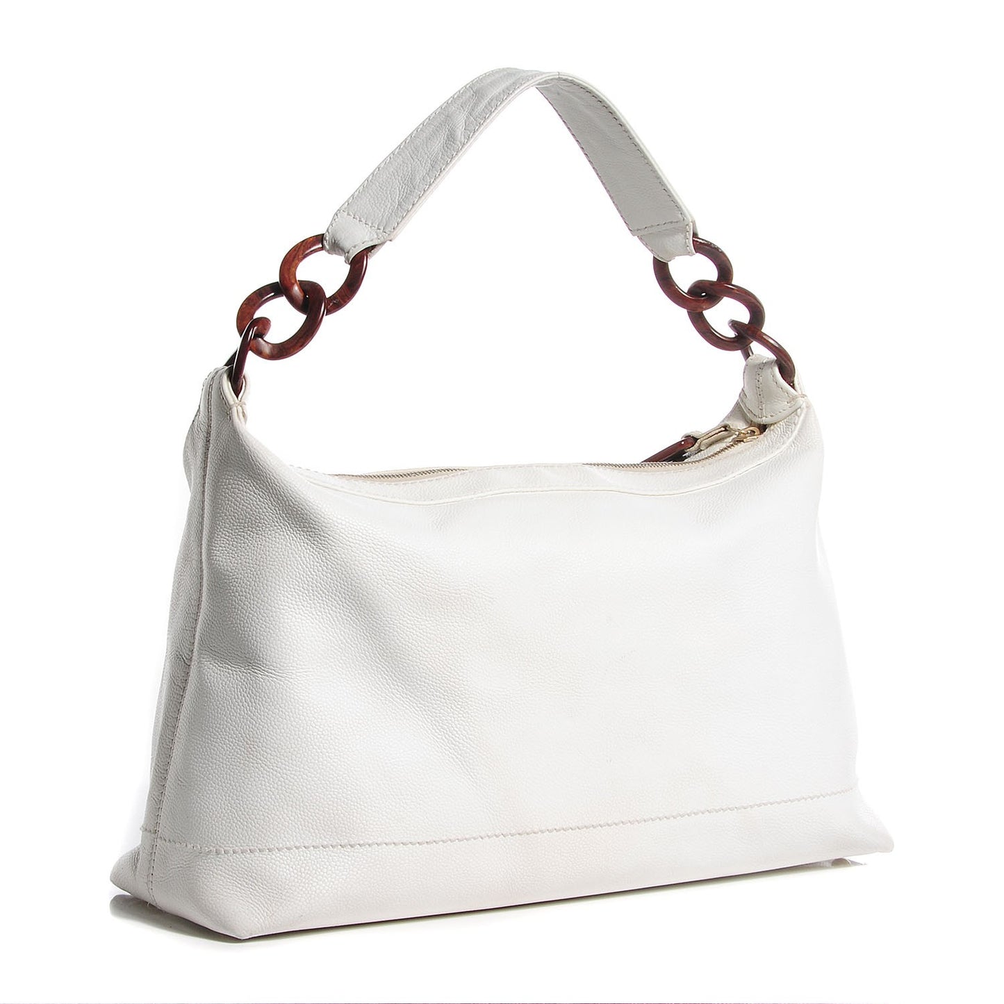 Caviar CC Wood Chain Hobo White