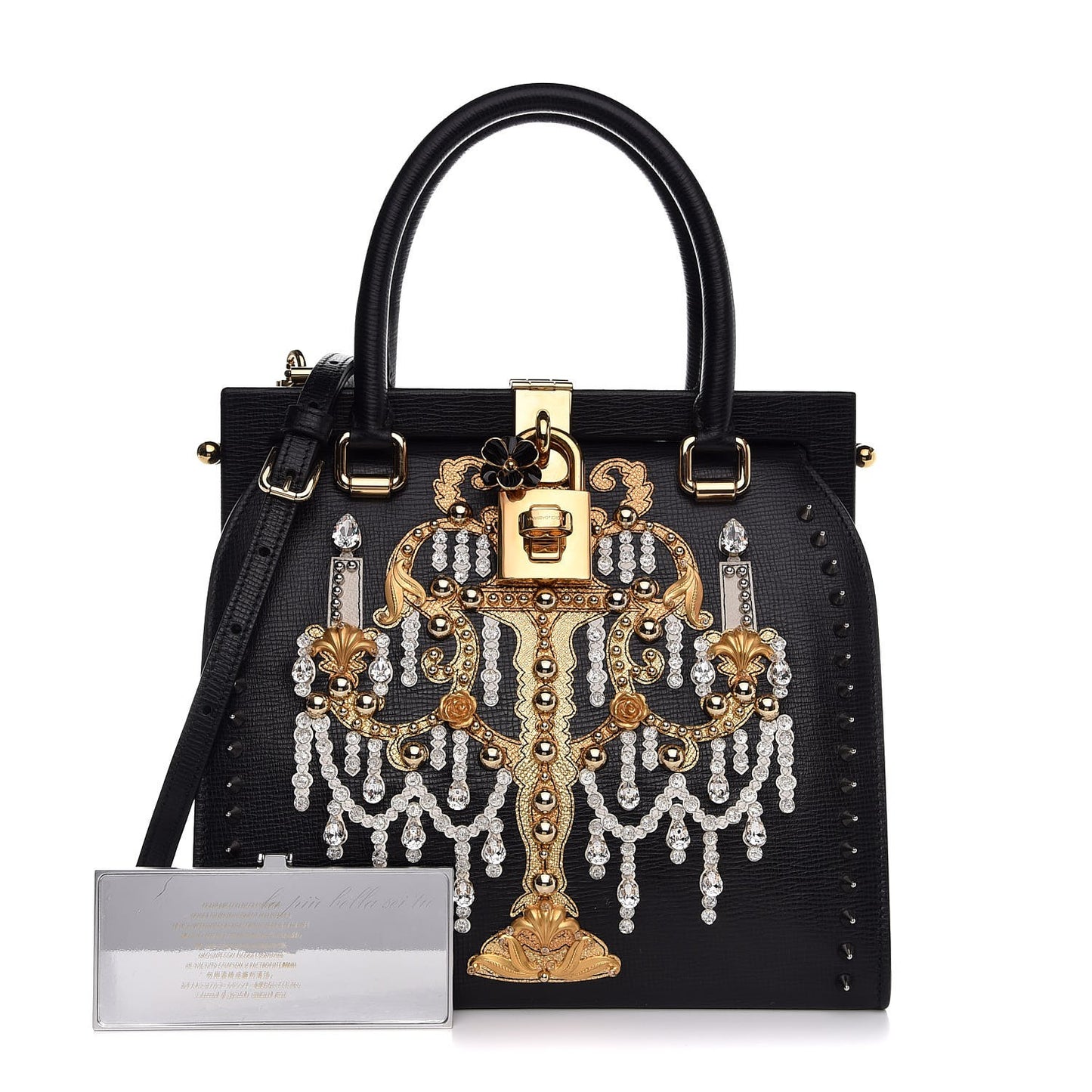 Dauphine Embroidered Studded Mini Palmellato Black
