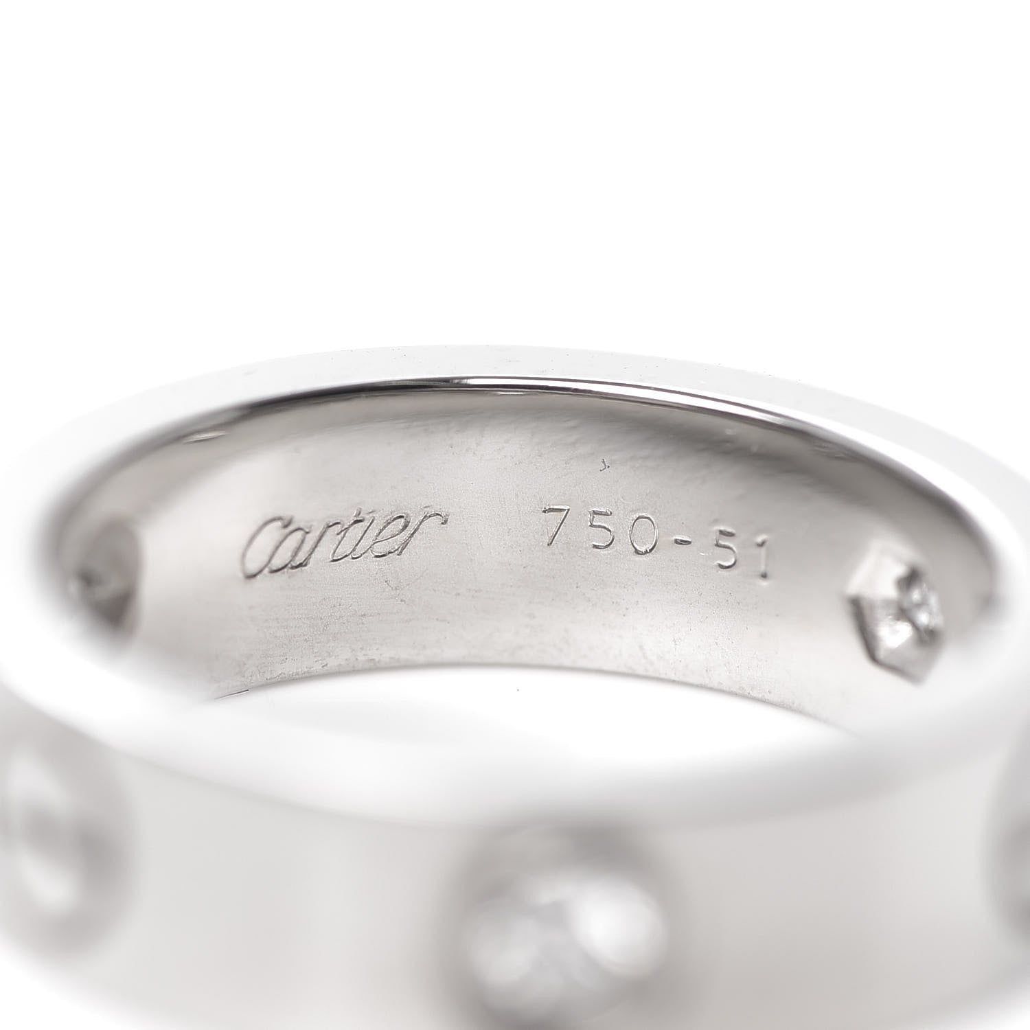 Cartier 18K White Gold 3 Diamond 5.5mm LOVE Ring 51 5.75 4 of 6