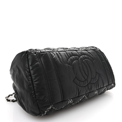 Chanel Nylon Quilted Tweed Stitch Bubble Tote Black 4 of 13