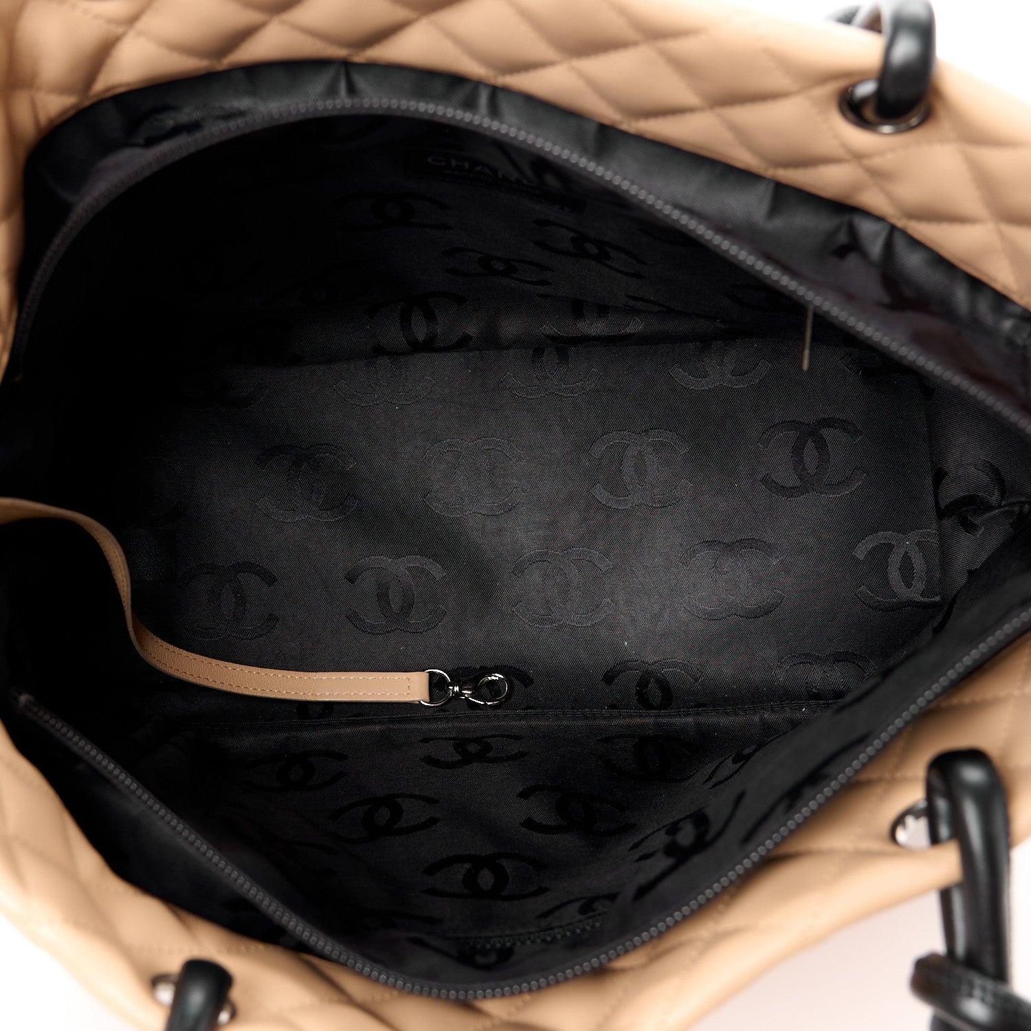 Chanel Calfskin Quilted Large Cambon Tote Beige Black 5 of 13