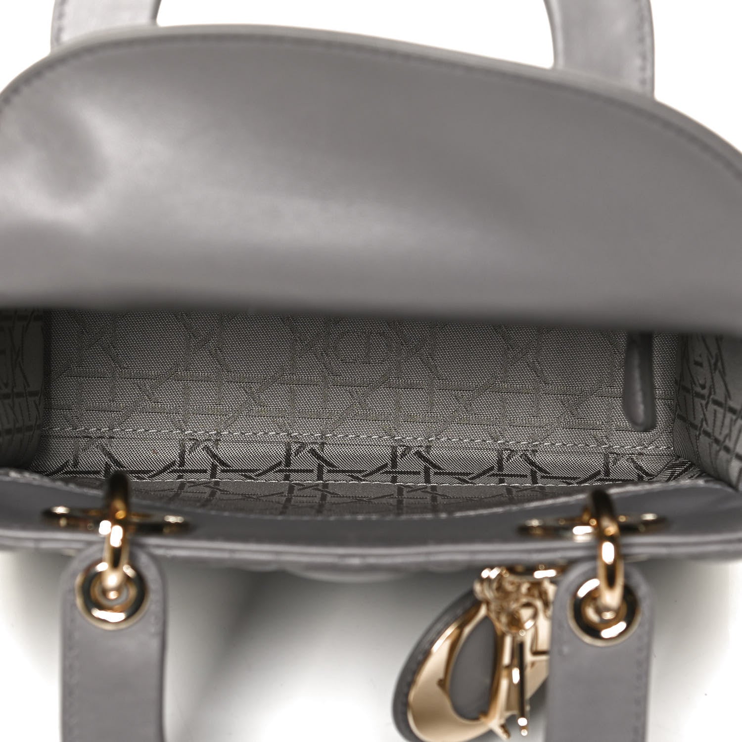 Christian Dior Lambskin Cannage Small Lucky Badges My Lady Dior Grey 5 of 9