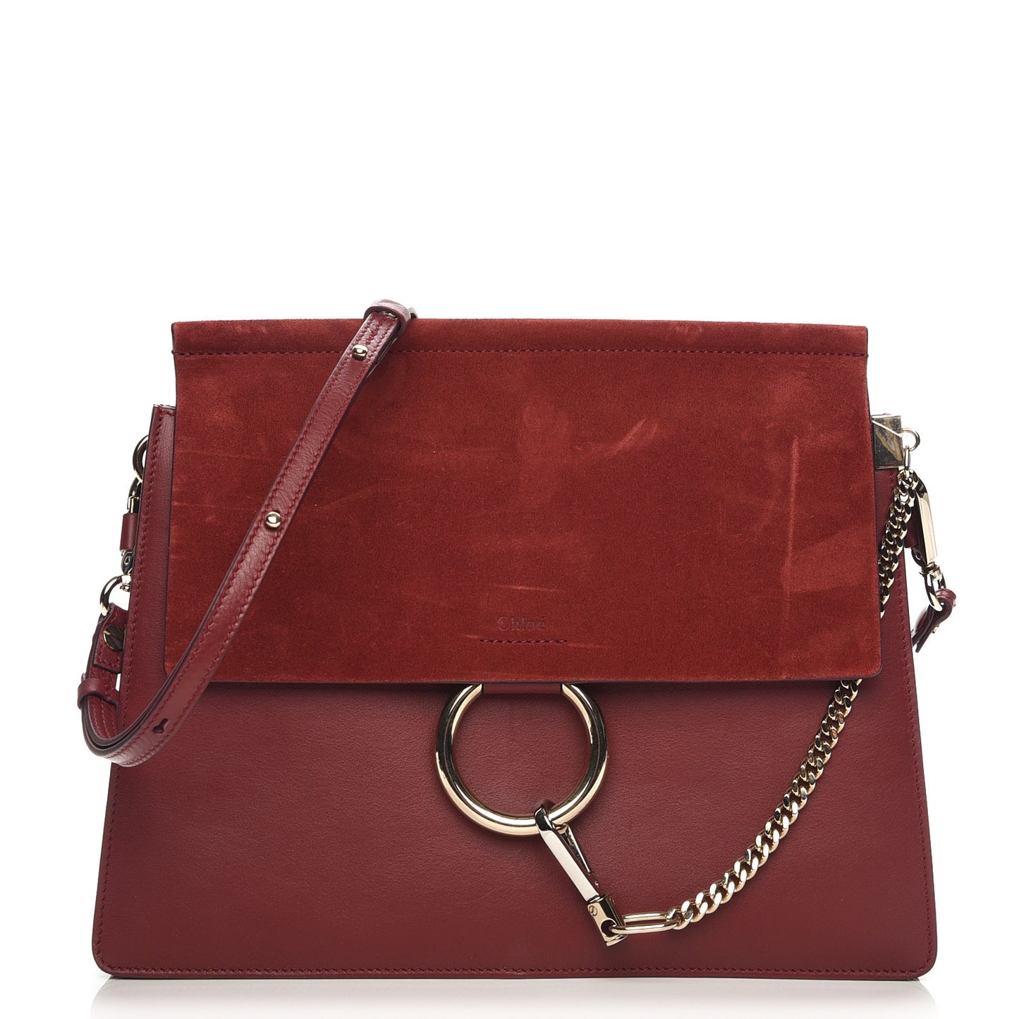 Calfskin Suede Medium Faye Shoulder Bag Plum Purple