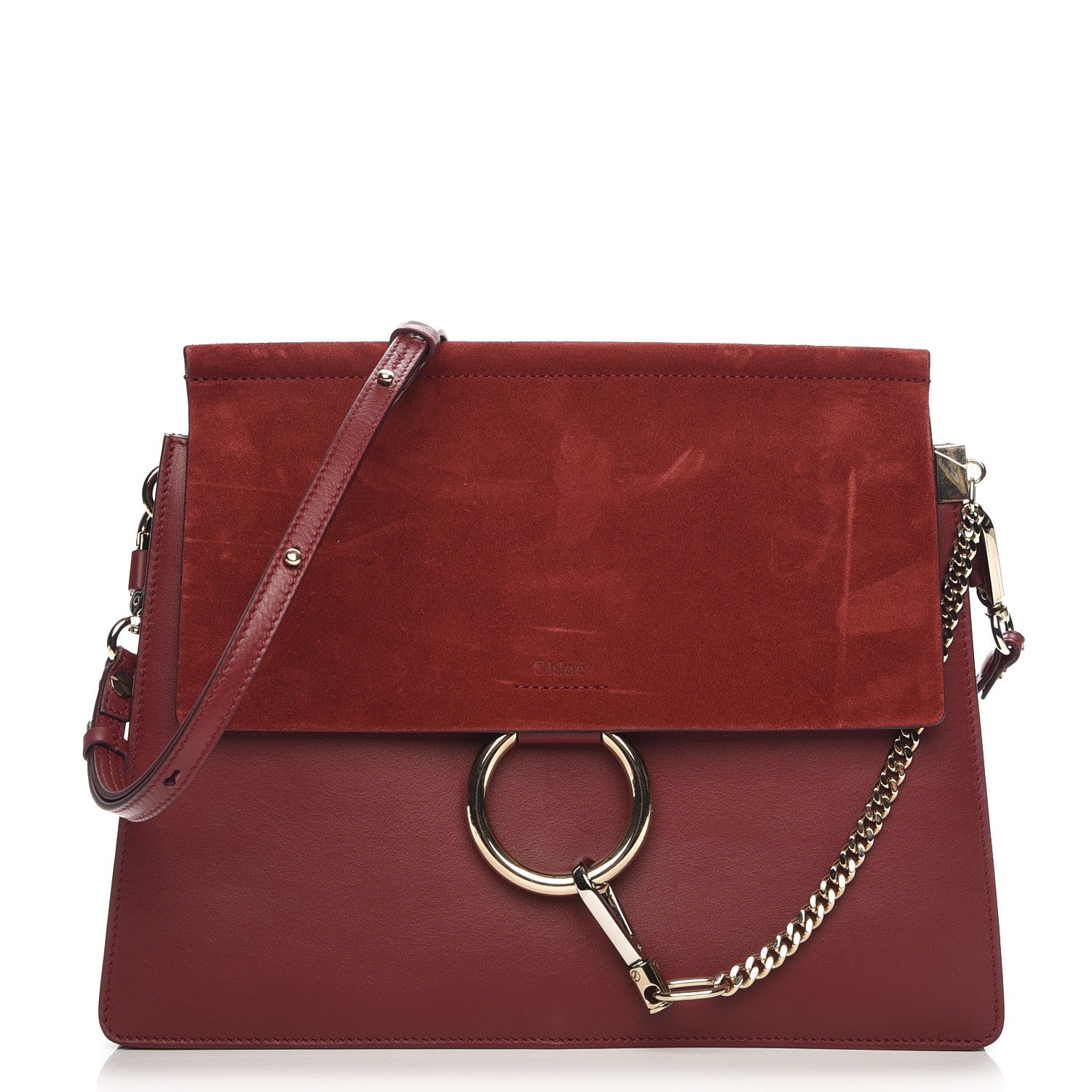 Chloe Calfskin Suede Medium Faye Shoulder Bag Plum Purple 1 of 6