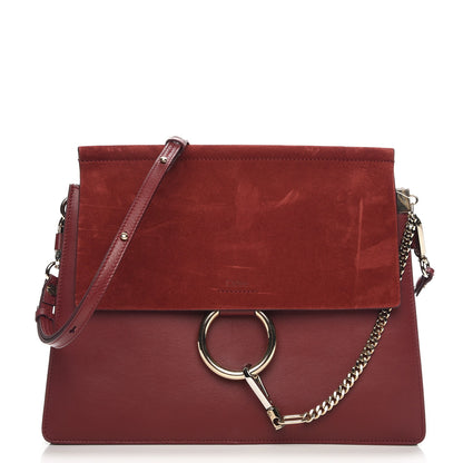Chloe Calfskin Suede Medium Faye Shoulder Bag Plum Purple 1 of 6