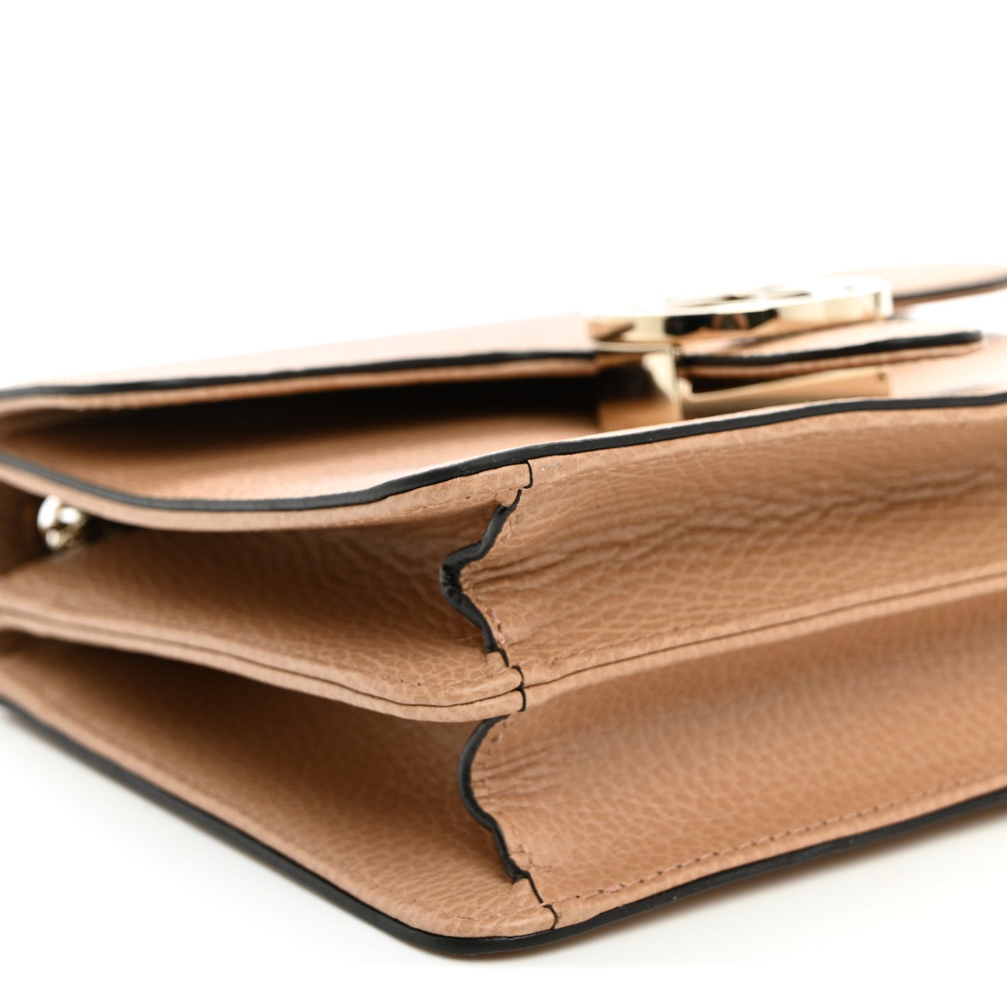 Dollar Calfskin Small Interlocking G Shoulder Bag Camelia