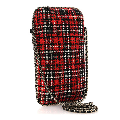 Chanel Tweed Chain Around Phone Holder Red Multicolor 3 of 10