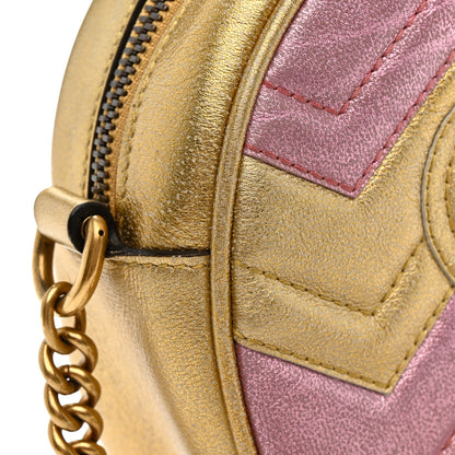 Gucci Metallic Nappa Matelasse Heart Mini GG Marmont Round Shoulder Bag Oro Vecchio Rosa 11 of 11