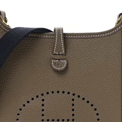 Hermes Taurillon Clemence Amazone Evelyne TPM Etoupe Bleu Indigo 8 of 10