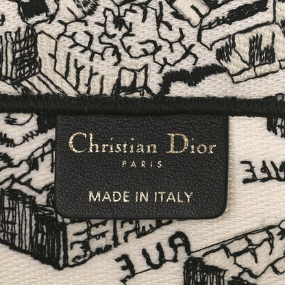 Christian Dior Canvas Embroidered Medium Plan De Paris Book Tote White Black 6 of 8