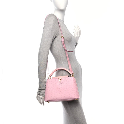 Louis Vuitton Ostrich Capucines BB Rose Calypso 2 of 10