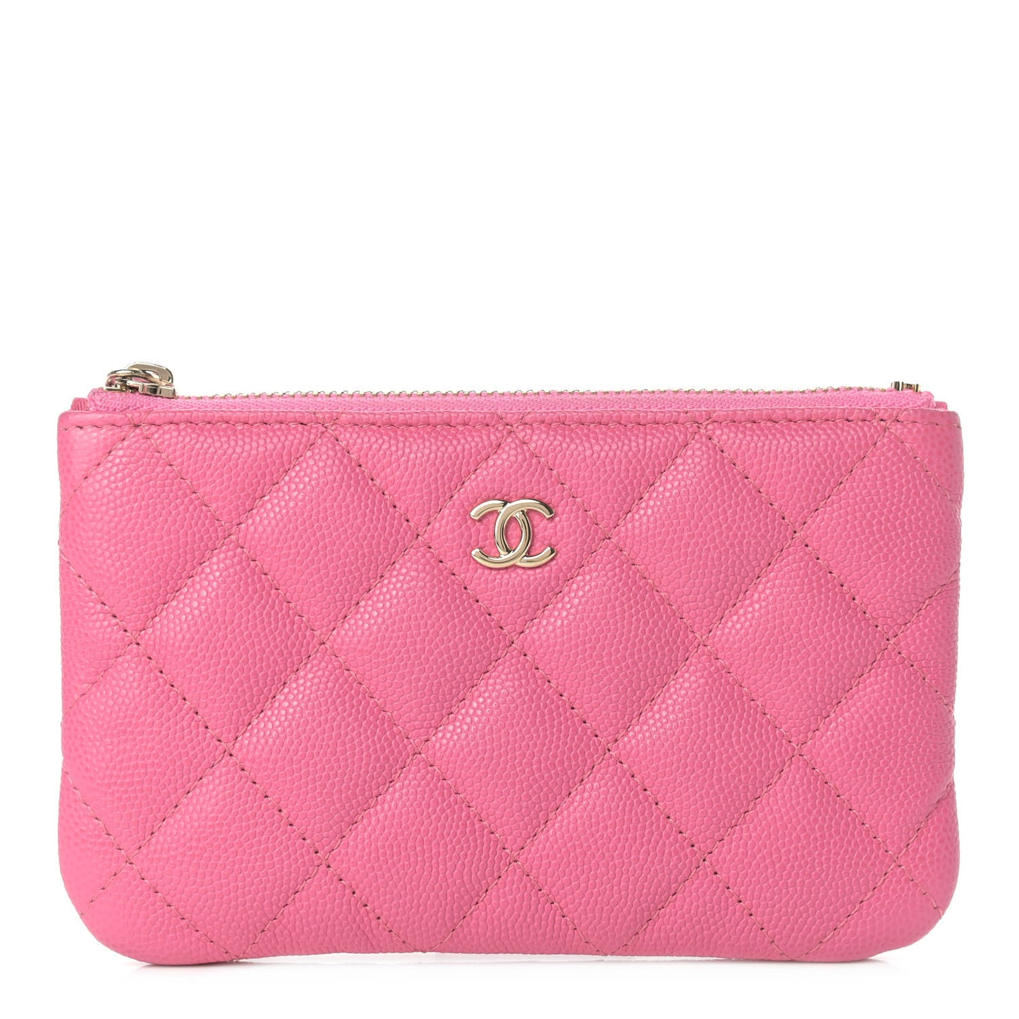 Caviar Quilted Small Cosmetic Case Pink