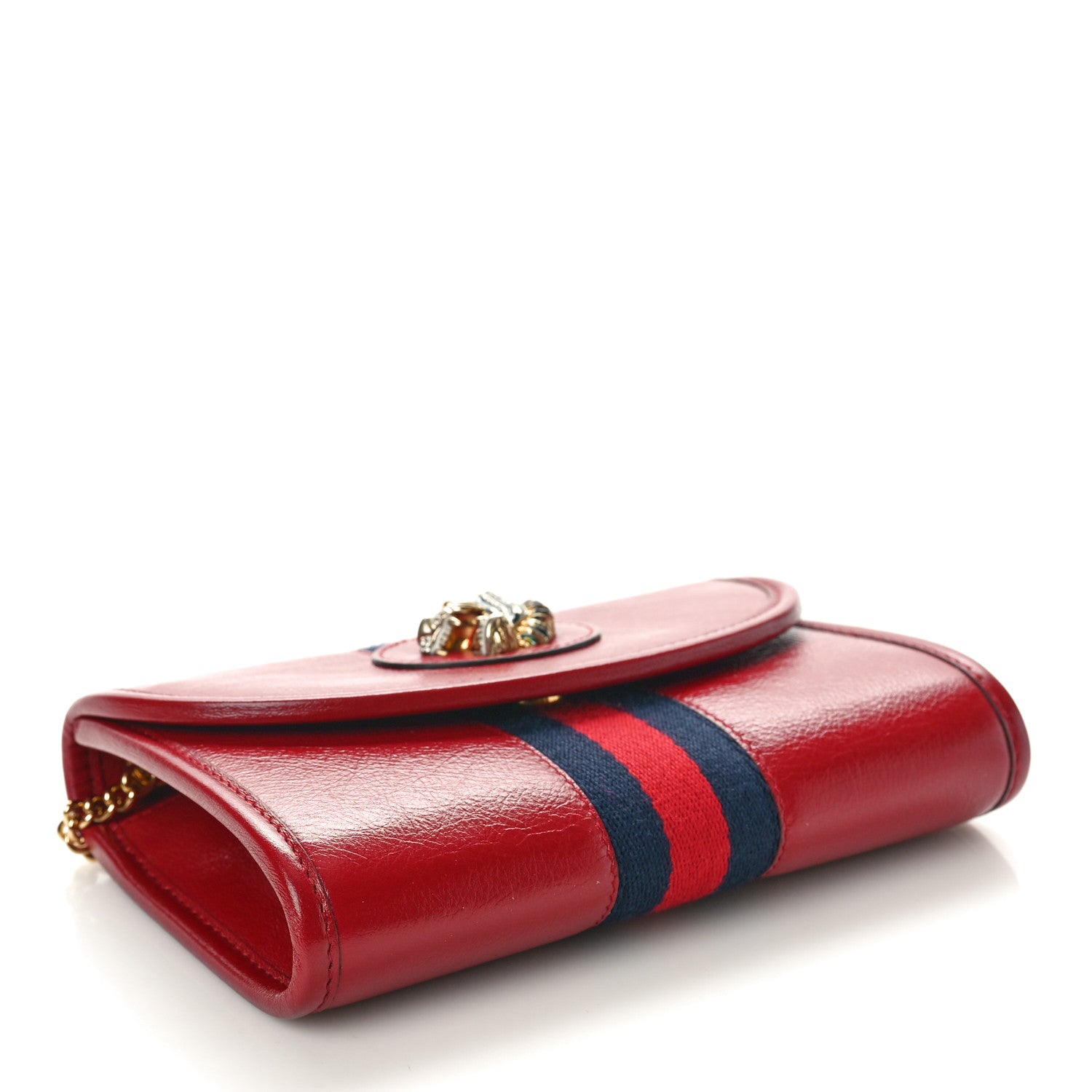 Gucci Textured Calfskin Web Mini Rajah Slim Flap Shoulder Bag Romantic Cherry 4 of 11