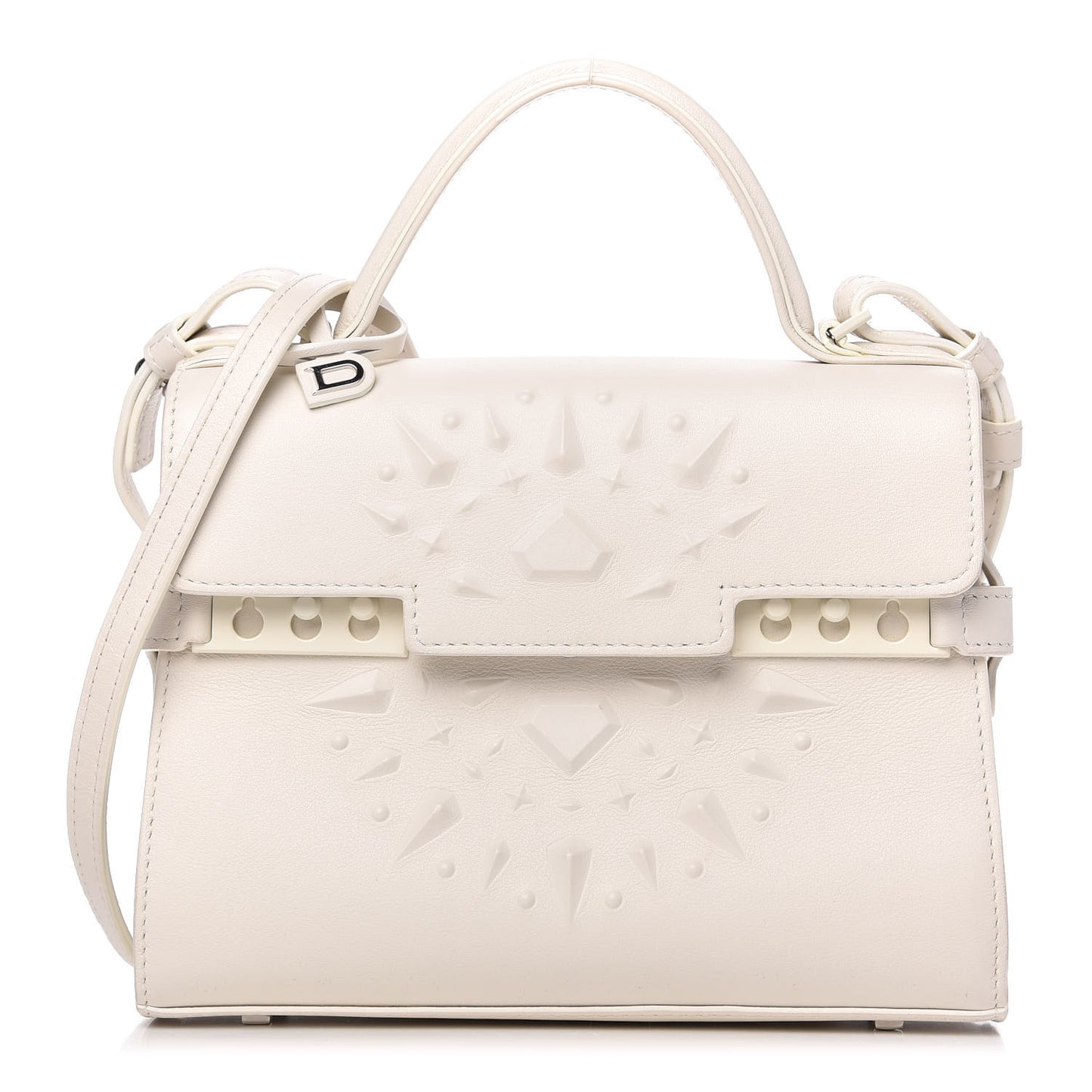 Calfskin Embossed Mini Tempete Satchel White