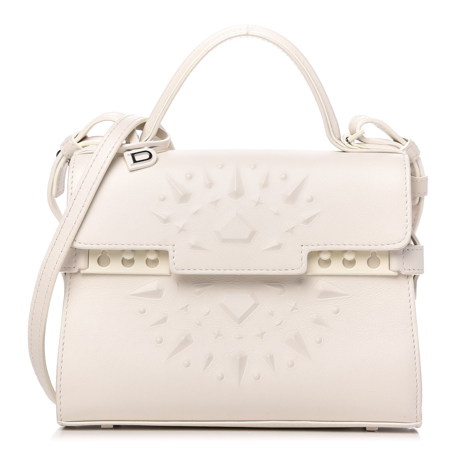 Delvaux Calfskin Embossed Mini Tempete Satchel White 1 of 10
