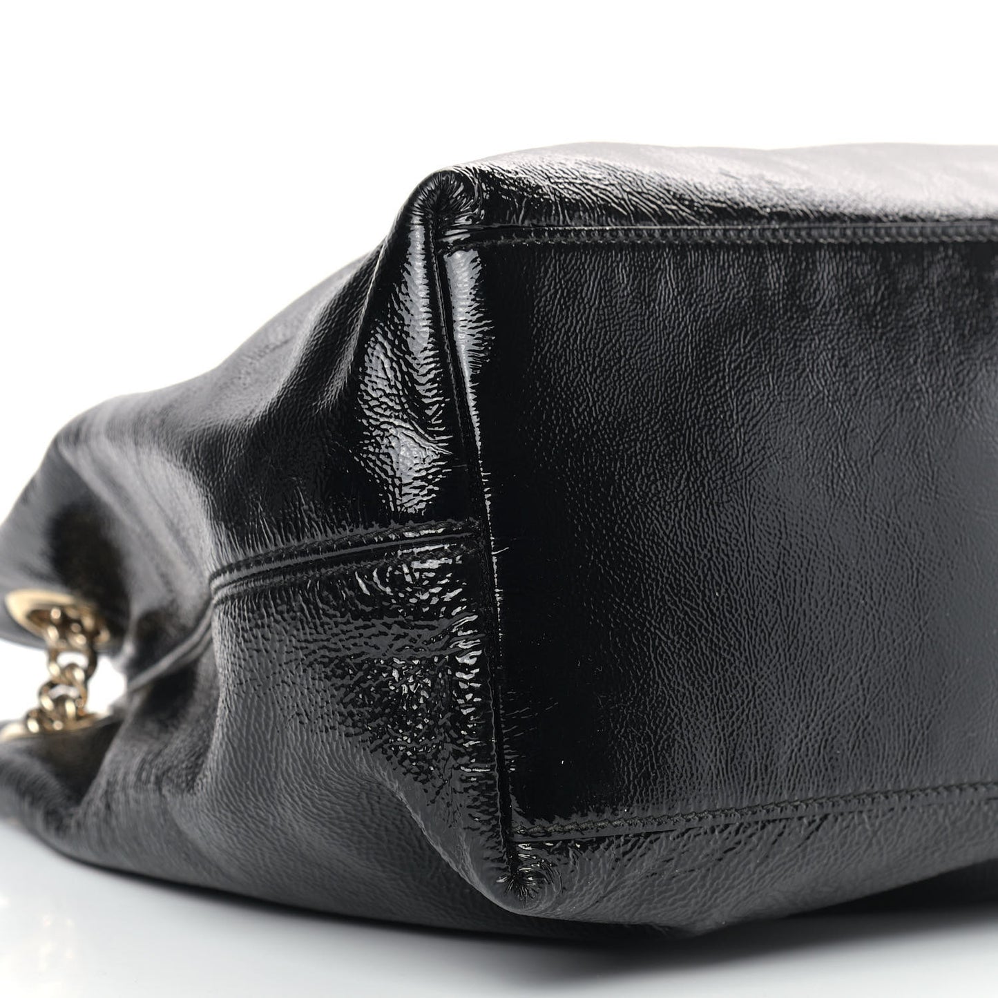 Patent Medium Soho Chain Shoulder Bag Black