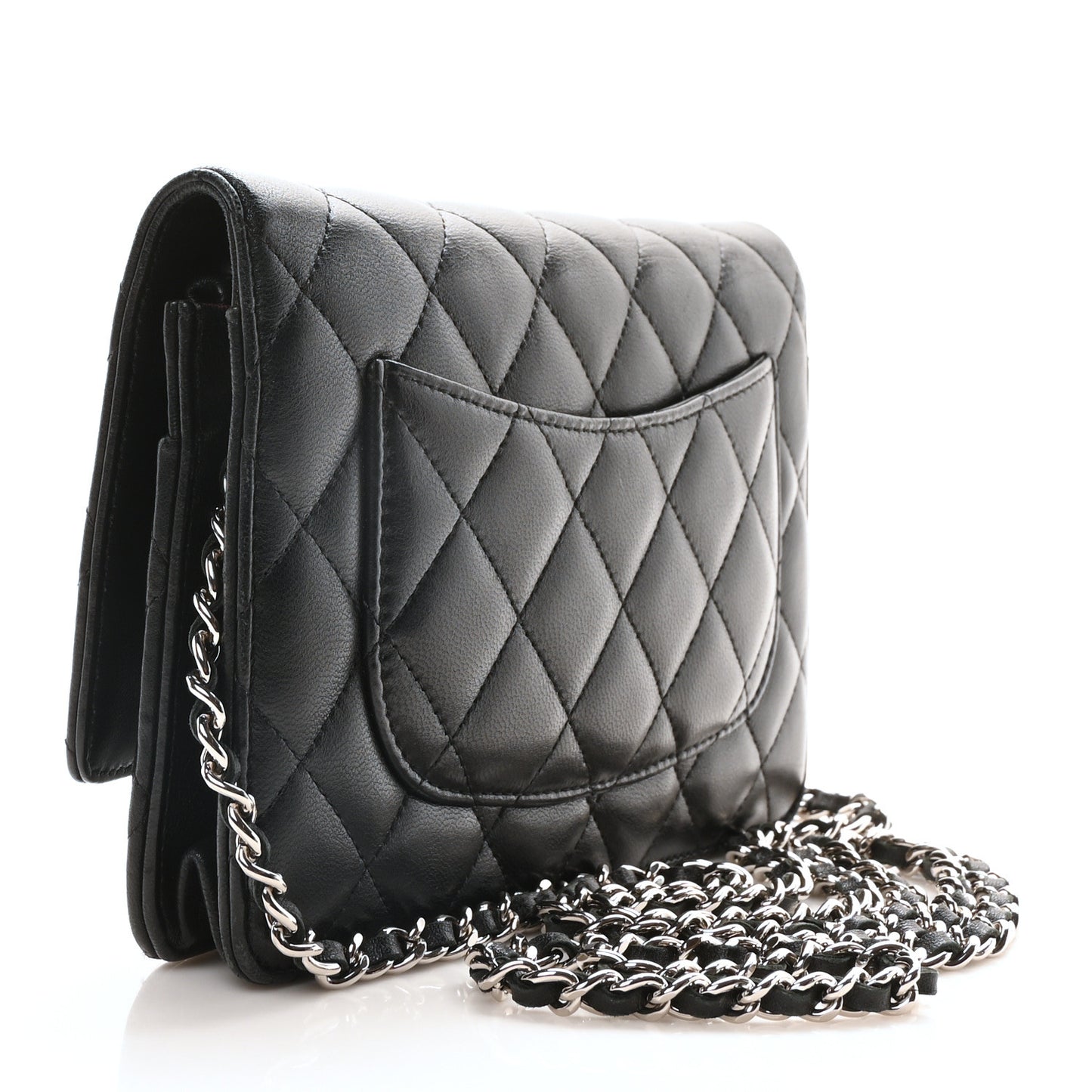 Lambskin Quilted Wallet On Chain WOC Black