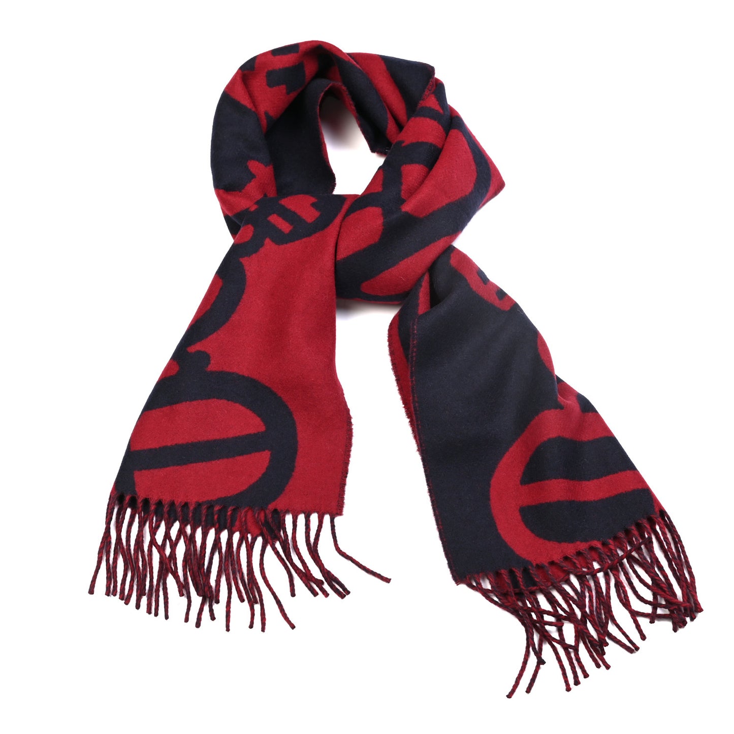Cashmere Boucles et Camails Muffler Marine Bordeaux