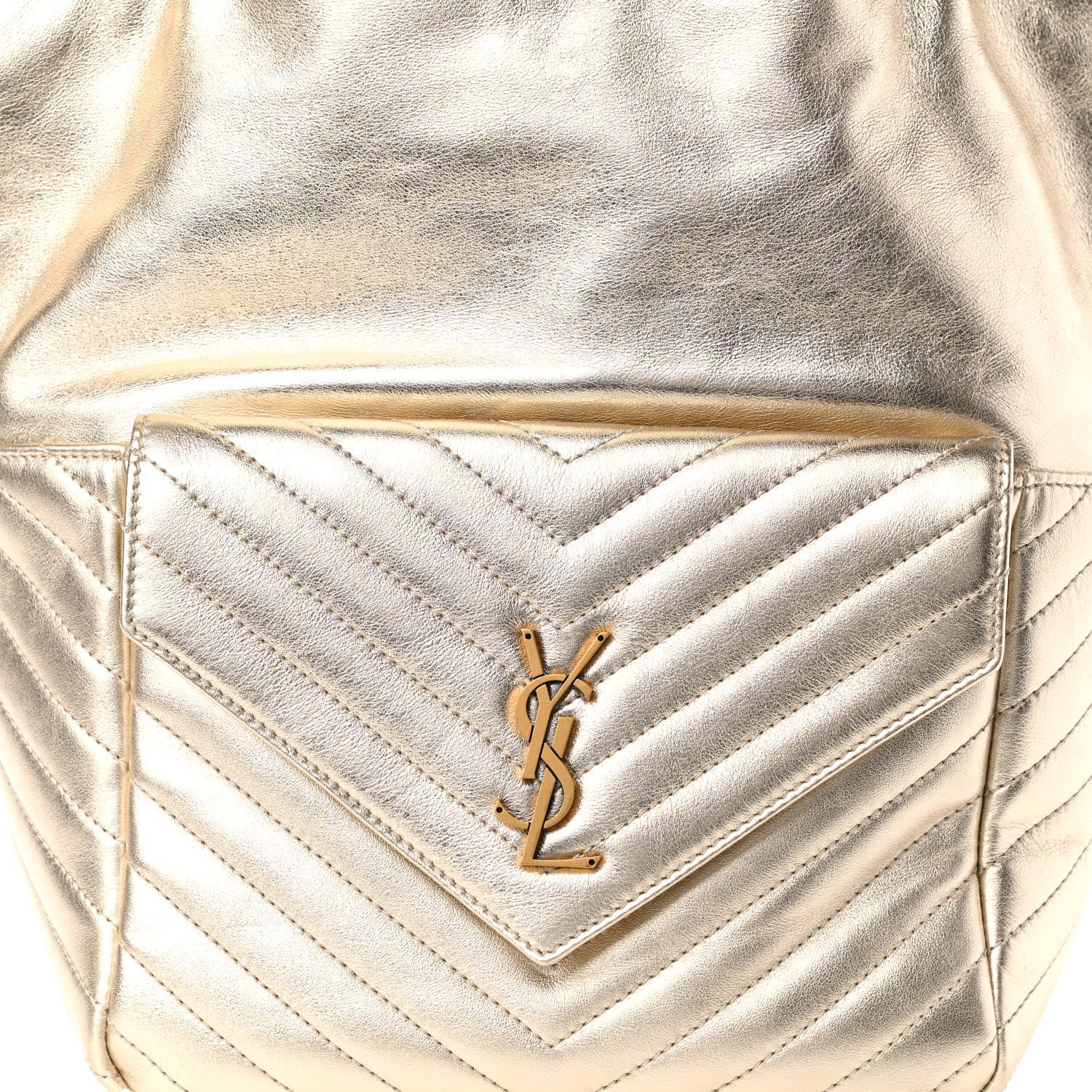 Saint Laurent Lambskin Matelasse Monogram Joe Backpack Pale Gold 7 of 9