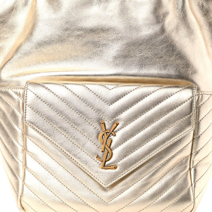 Saint Laurent Lambskin Matelasse Monogram Joe Backpack Pale Gold 7 of 9