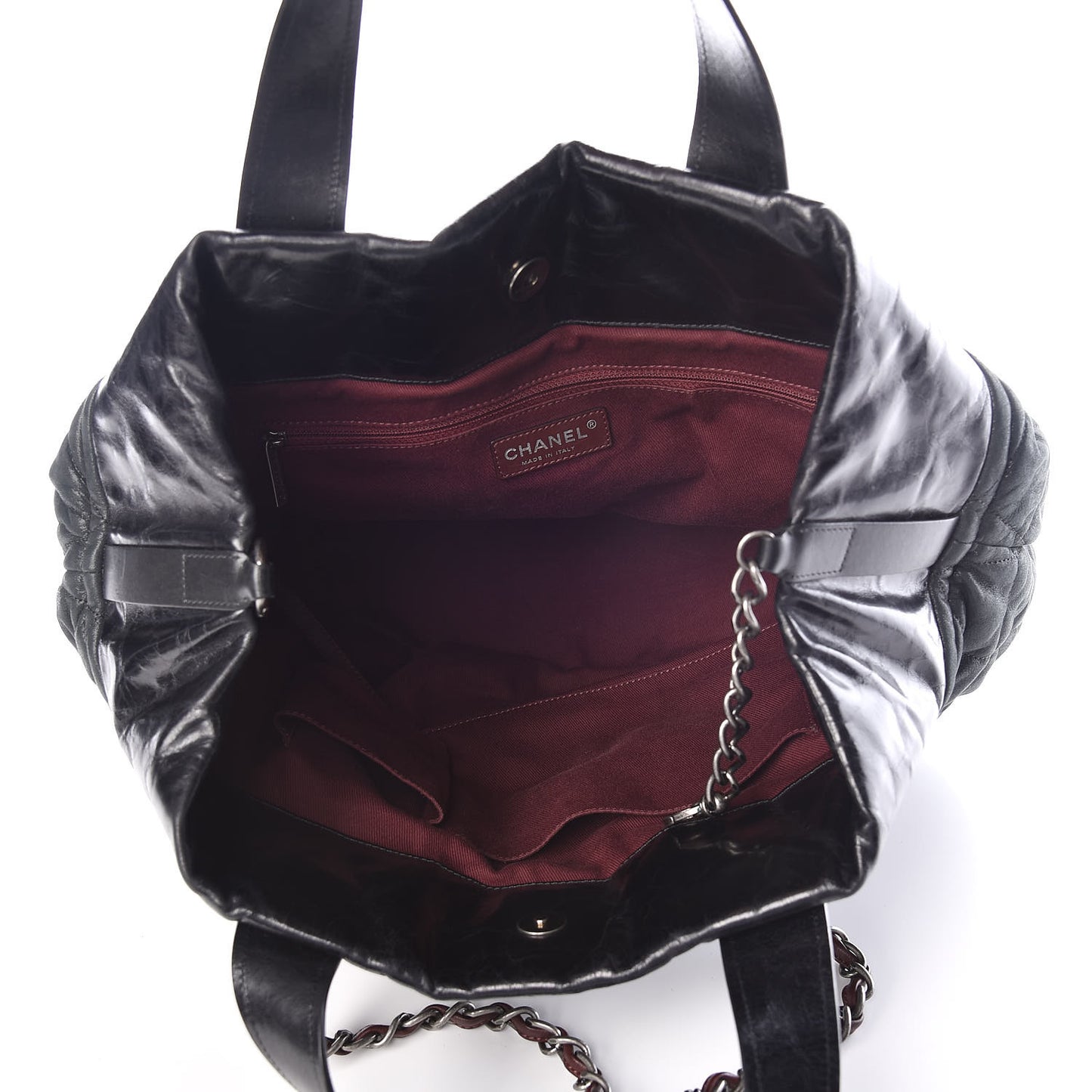 Iridescent Calfskin Large In the Mix Tote Black