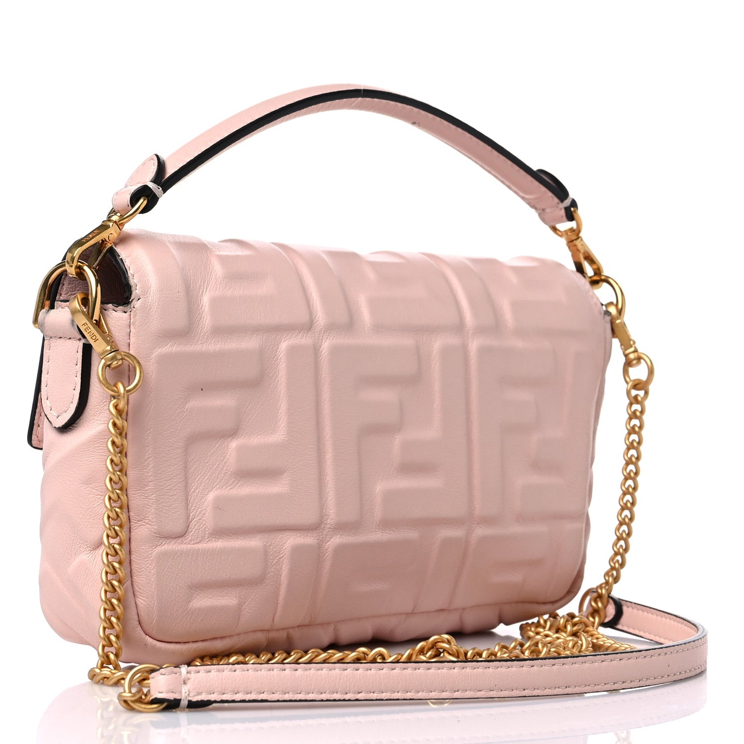 Nappa FF 1974 Embossed Mini Baguette Rosa Quarzo