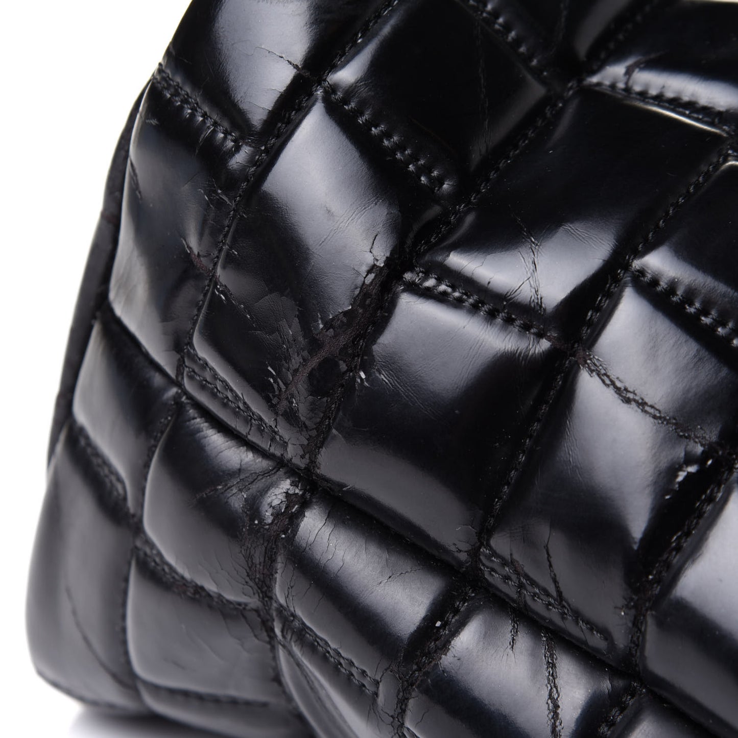 Vinyl Quilted Frozen Shopping Tote Black