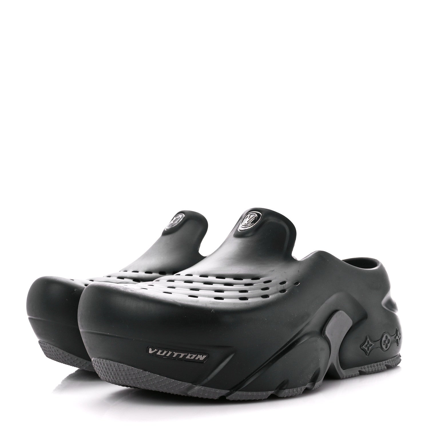 Louis Vuitton Rubber Mens Shark Clogs 7 8 Black 3 of 11