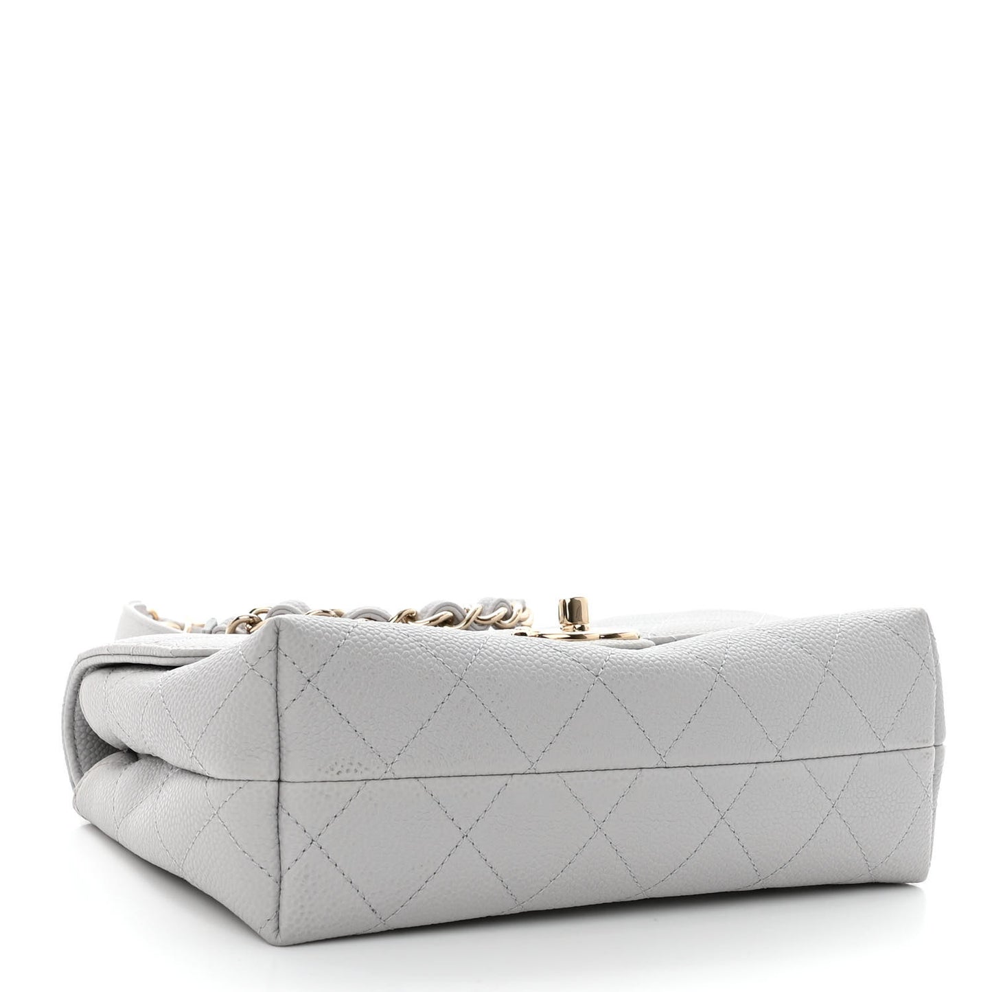 Caviar Quilted Small City Walk Flap Light Grey